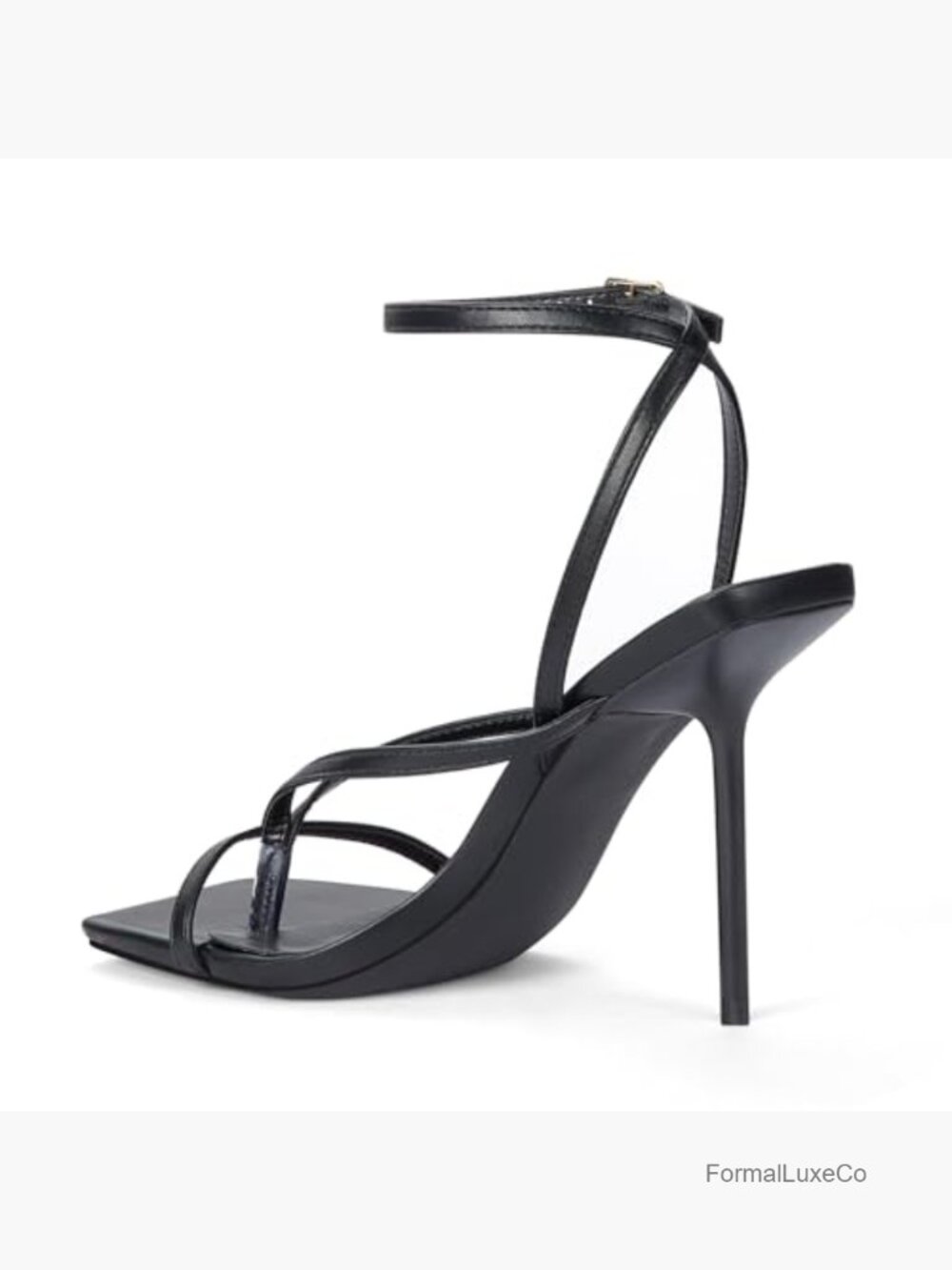 Elisabet Tang Thong Heeled Sandals Women Square Toe Ankle Strap Dress Shoes - Picture 3 of 7